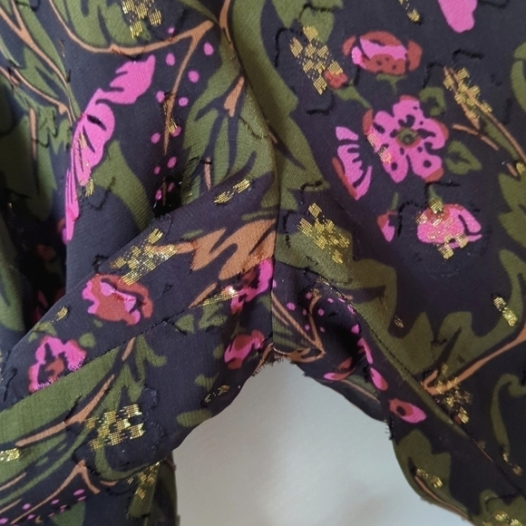 ett:twa by Anthropologie Brenda Boho Floral & Lurex Straight Wide Leg Jumpsuit 4 - Picture 9 of 15